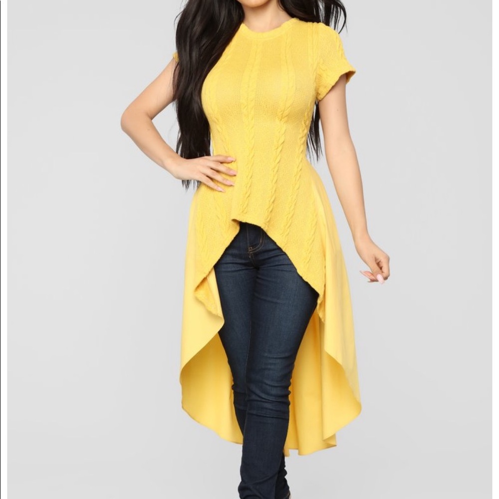 Fashion Nova Mustard High Low Top